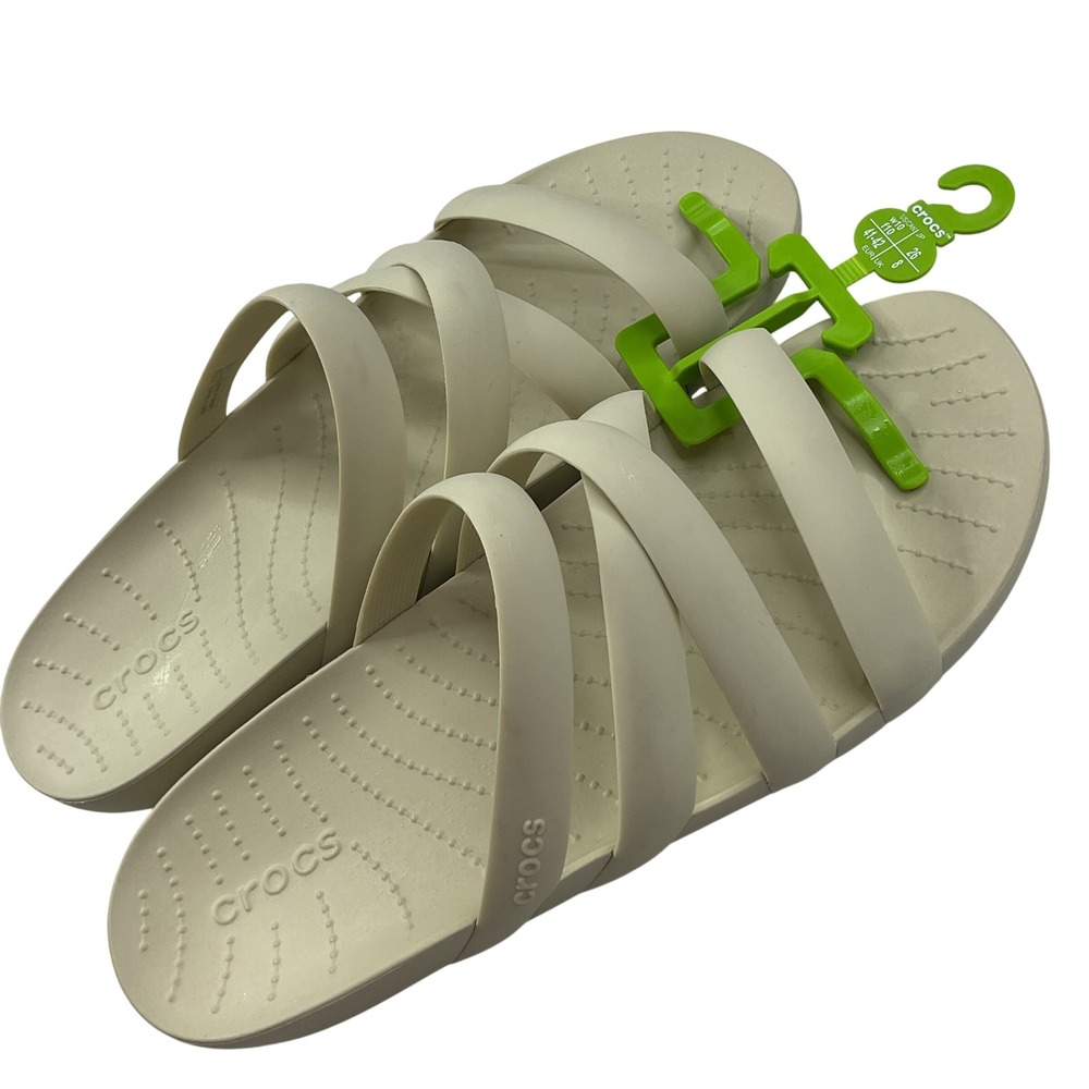 Crocs Splash Strappy Sandals Bone Beige Women 10 Slides 208217-2Y2
